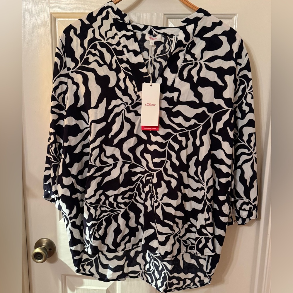 S Oliver NWT$55 XL 44 14 16 blouse geometric floral vacation top